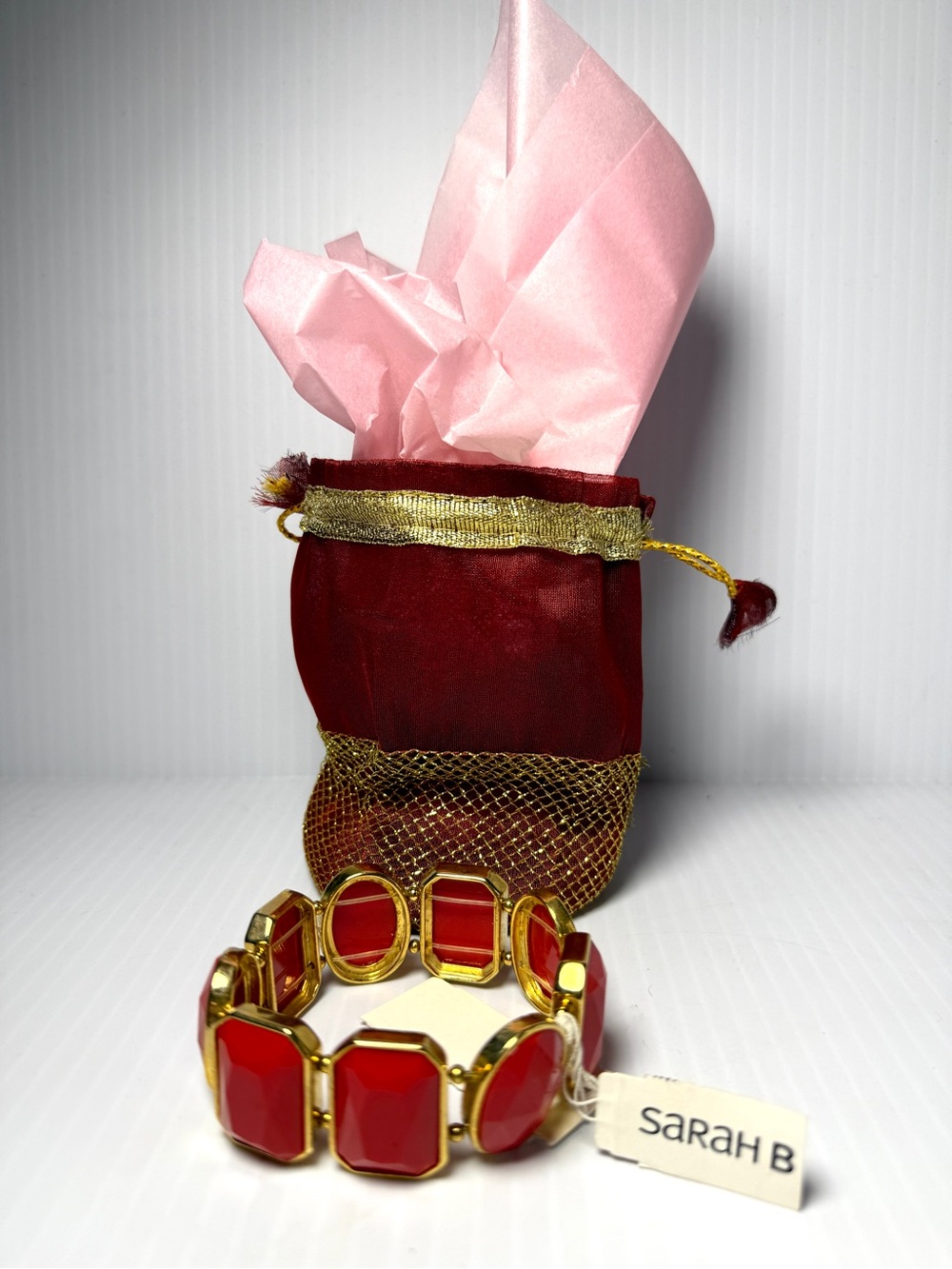Sara B Red and Gold Stretch Bracelet